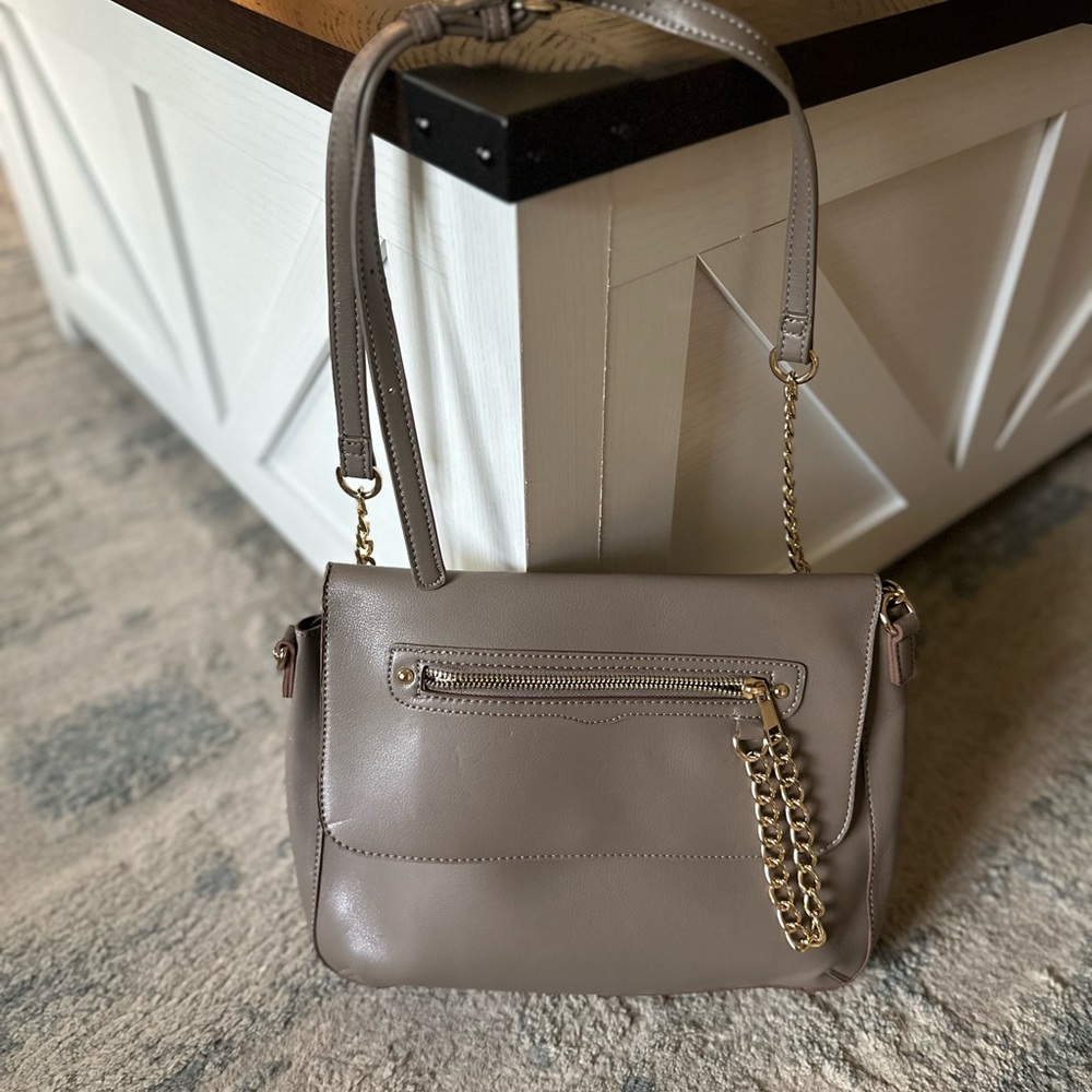 Kaari Blue Elegant Taupe Leather Crossbody Bag